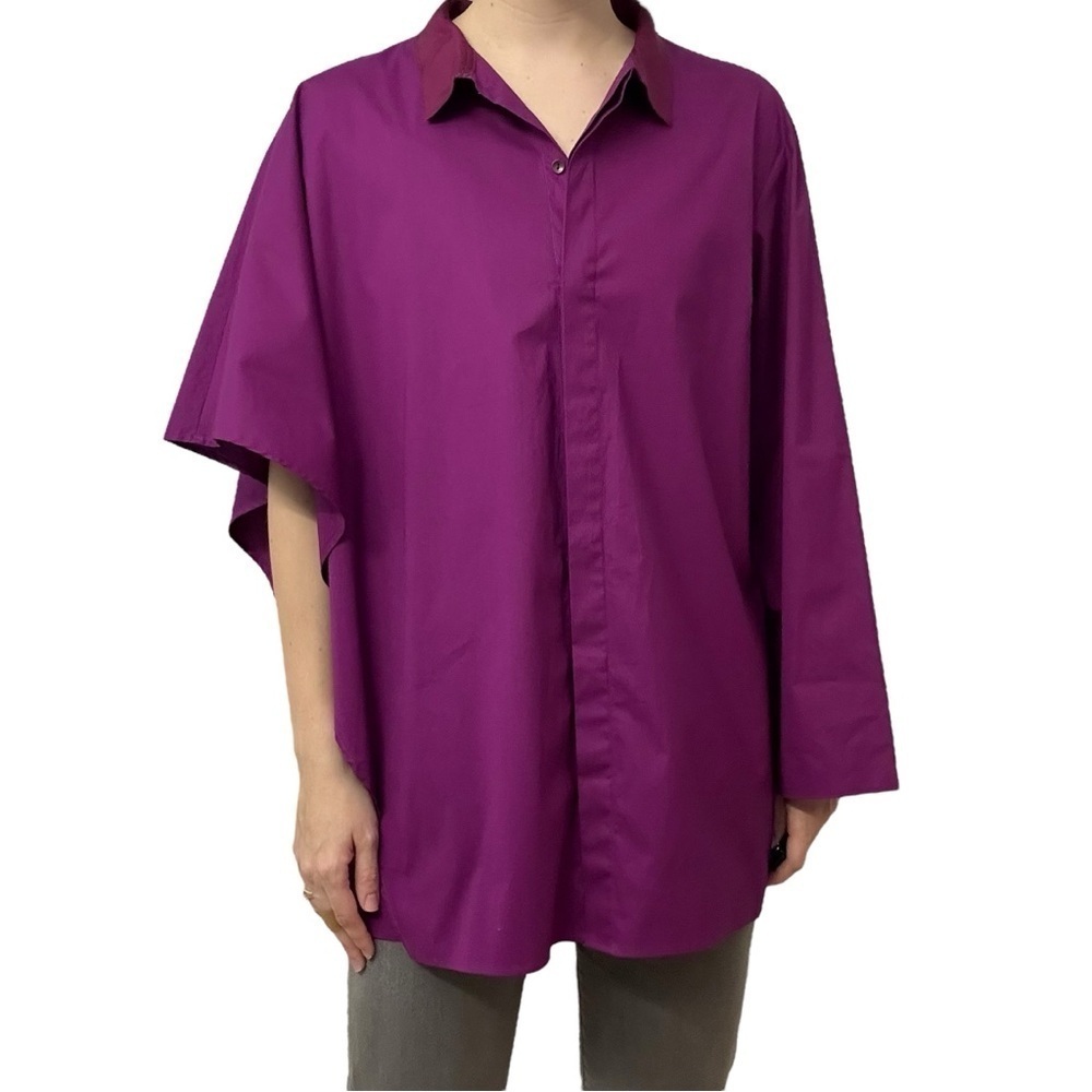 Wingate Collection Oversized Button Down Shirt Artsy Asymmetric Size 0 Small